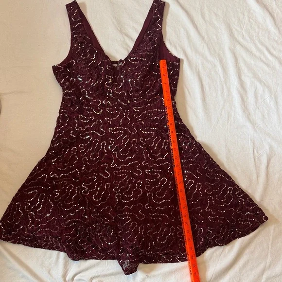 City Triangles Burgundy Sequin Fit-and-Flare prom Midi Dress - Picture 6 of 9